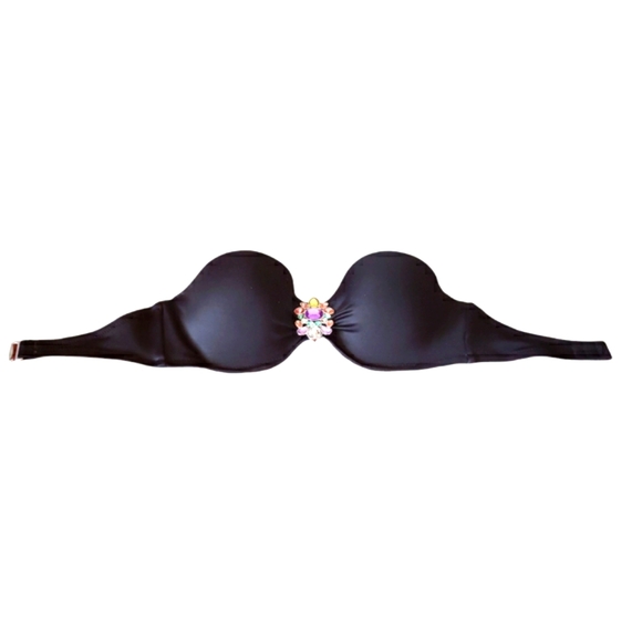 Victoria's Secret Swim | Black Jeweled Accented Bandeau Top Only, Sz 32 D. - Picture 5 of 14